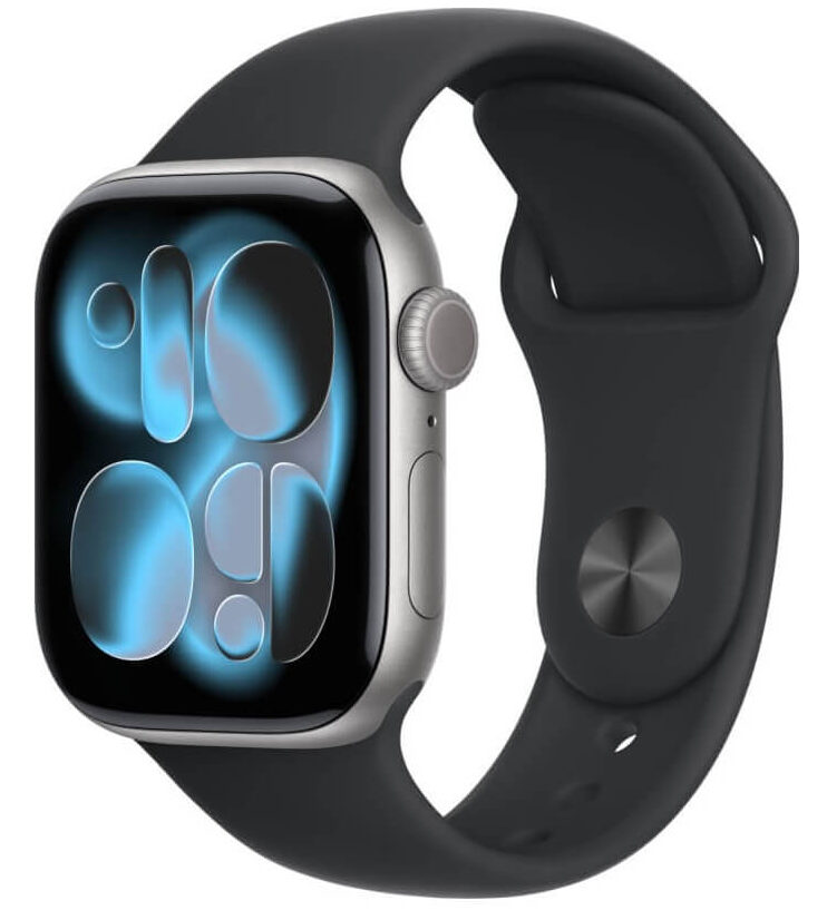 Apple Watch Series 11, 42 мм, Space Grey Aluminium Black Sport Band M/L