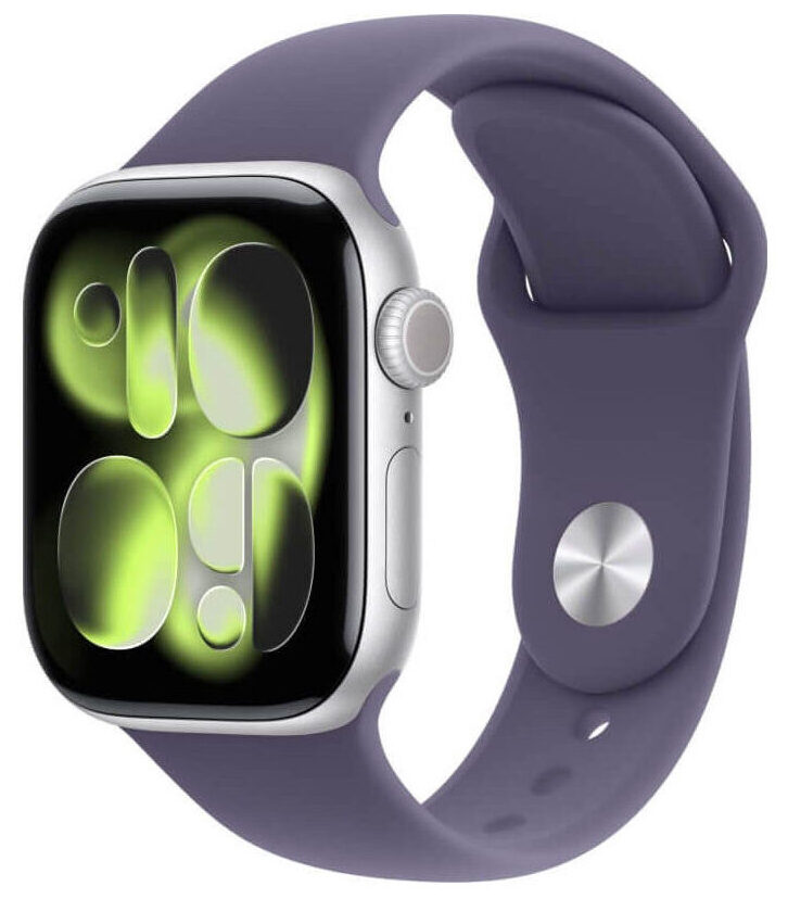 Apple Watch Series 11, 42 мм, Silver Aluminium Purple Fog Sport Band M/L